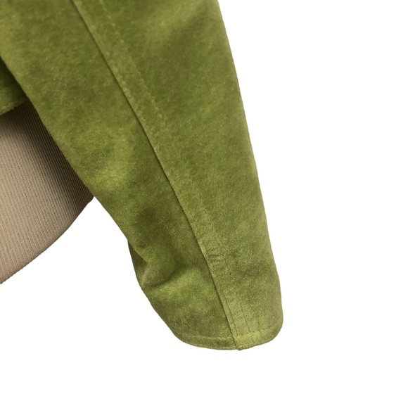 TELLURIDE CLOTHING CO Women Suede Leather Short Zip Lime Green Moto JACKET M Y2K - Picture 7 of 16